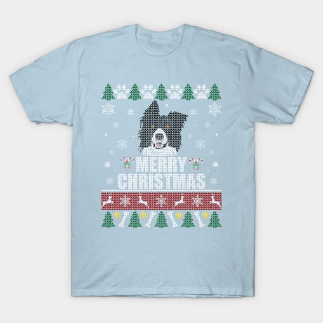 Cute Border Collie Christmas T-Shirt by Sleazoid